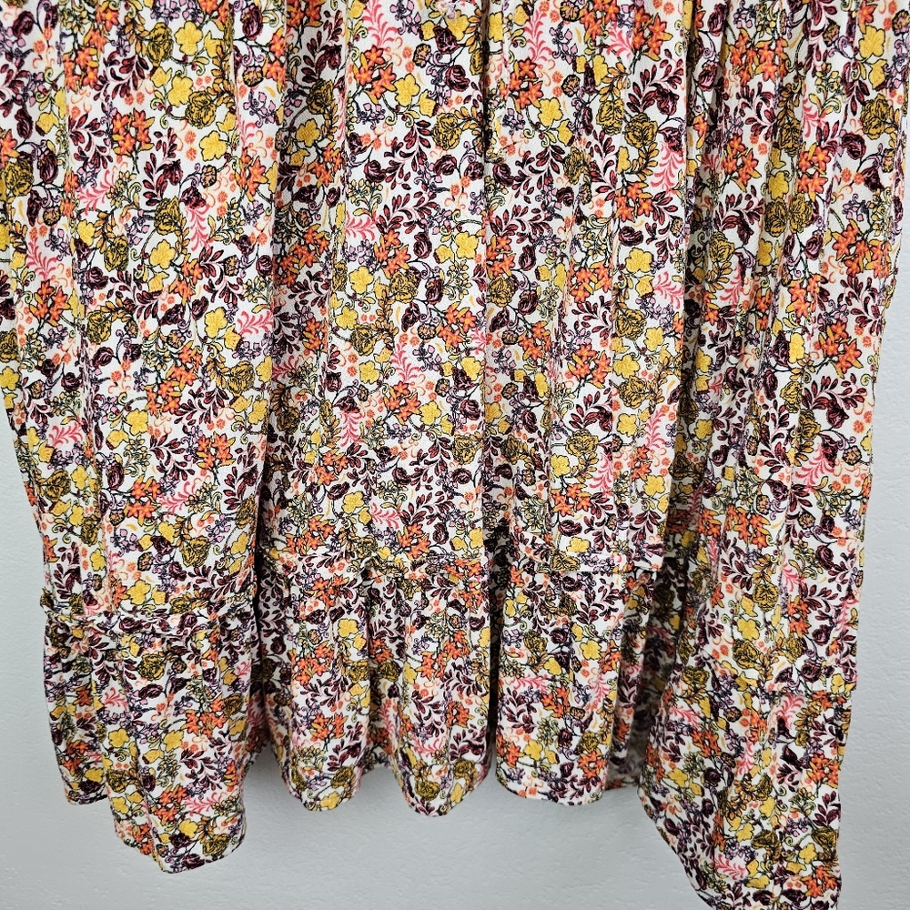 Old Navy Mini Dress Floral Waist-Defined Flutter-Sleeve Sz XXL Boho Peasant - Picture 6 of 11